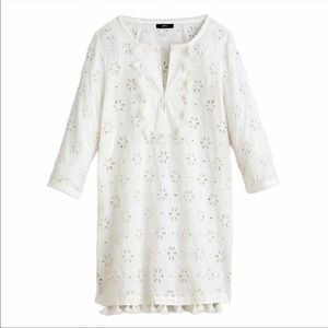 J. Crew Eyelet Bib Tunic Cover Up in Ivory Size XS NWT
